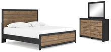 Load image into Gallery viewer, Vertani King Panel Bed with Mirrored Dresser
