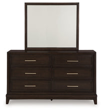 Load image into Gallery viewer, Neymorton Queen Upholstered Panel Bed with Mirrored Dresser, Chest and Nightstand
