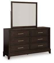 Load image into Gallery viewer, Neymorton Queen Upholstered Panel Bed with Mirrored Dresser, Chest and Nightstand
