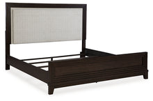 Load image into Gallery viewer, Neymorton Queen Upholstered Panel Bed with Mirrored Dresser, Chest and Nightstand
