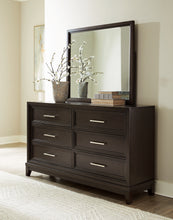 Load image into Gallery viewer, Neymorton Queen Upholstered Panel Bed with Mirrored Dresser, Chest and Nightstand
