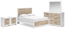 Load image into Gallery viewer, Charbitt Queen Panel Bed with Mirrored Dresser and 2 Nightstands
