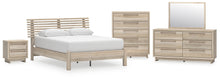 Load image into Gallery viewer, Hasbrick Queen Panel Bed with Mirrored Dresser, Chest and Nightstand
