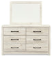 Cambeck Full Panel Bed with 2 Storage Drawers with Mirrored Dresser