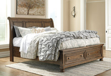 Load image into Gallery viewer, Flynnter  Sleigh Bed With 2 Storage Drawers With Mirrored Dresser And Chest
